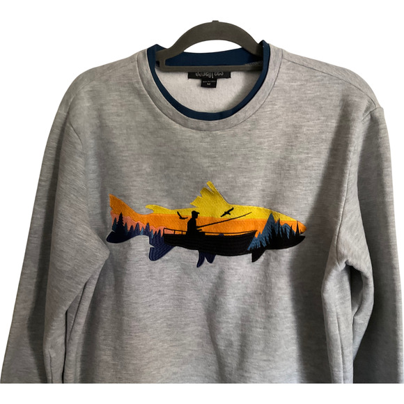 33 Degrees Men's Medium Gray Sweatshirt Pullover Fishing Fisherman Outdoors Crew - Picture 8 of 9
